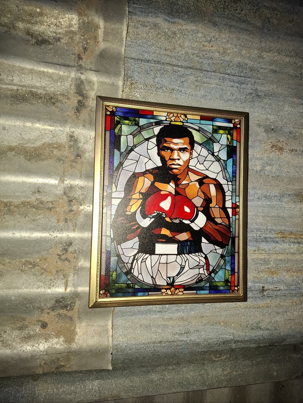Muhammad Ali Stained Glass Style Framed Art Print By Neon Nicho